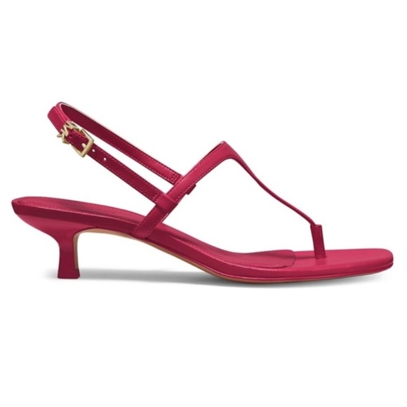 MICHAEL Michael Kors Tasha T Strap Kitten Heels Sandals in Dark Raspberry - Picture 1 of 12